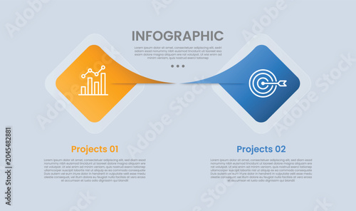 Vászonkép Rhombus base shape infographic with glossy gradient style with main shape with l