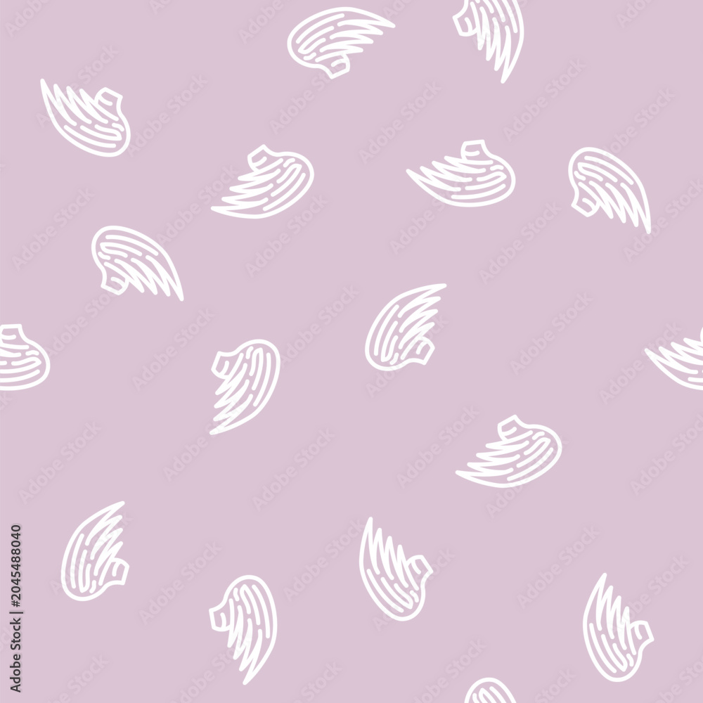 Fototapeta premium wing with feather line seamless pattern wing with feather thin line illustration
