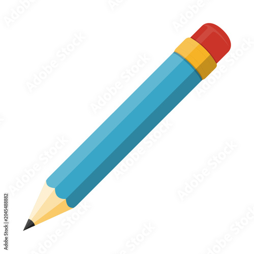 blue pencil flat cartoon illustration
