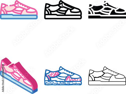 Bild auf Leinwand sneakers streetwear cloth fashion color icon clean vector