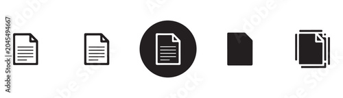 Foto document icon set, isolated vector design on transparent background, outline and filled styles with lines