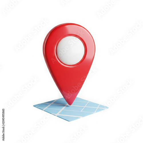3D red location pin marker icon isolated on transparent background