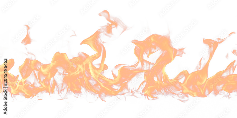 Obraz premium Burning flames with shades of orange and yellow, undulating against a stark black backdrop, creating a dynamic visual