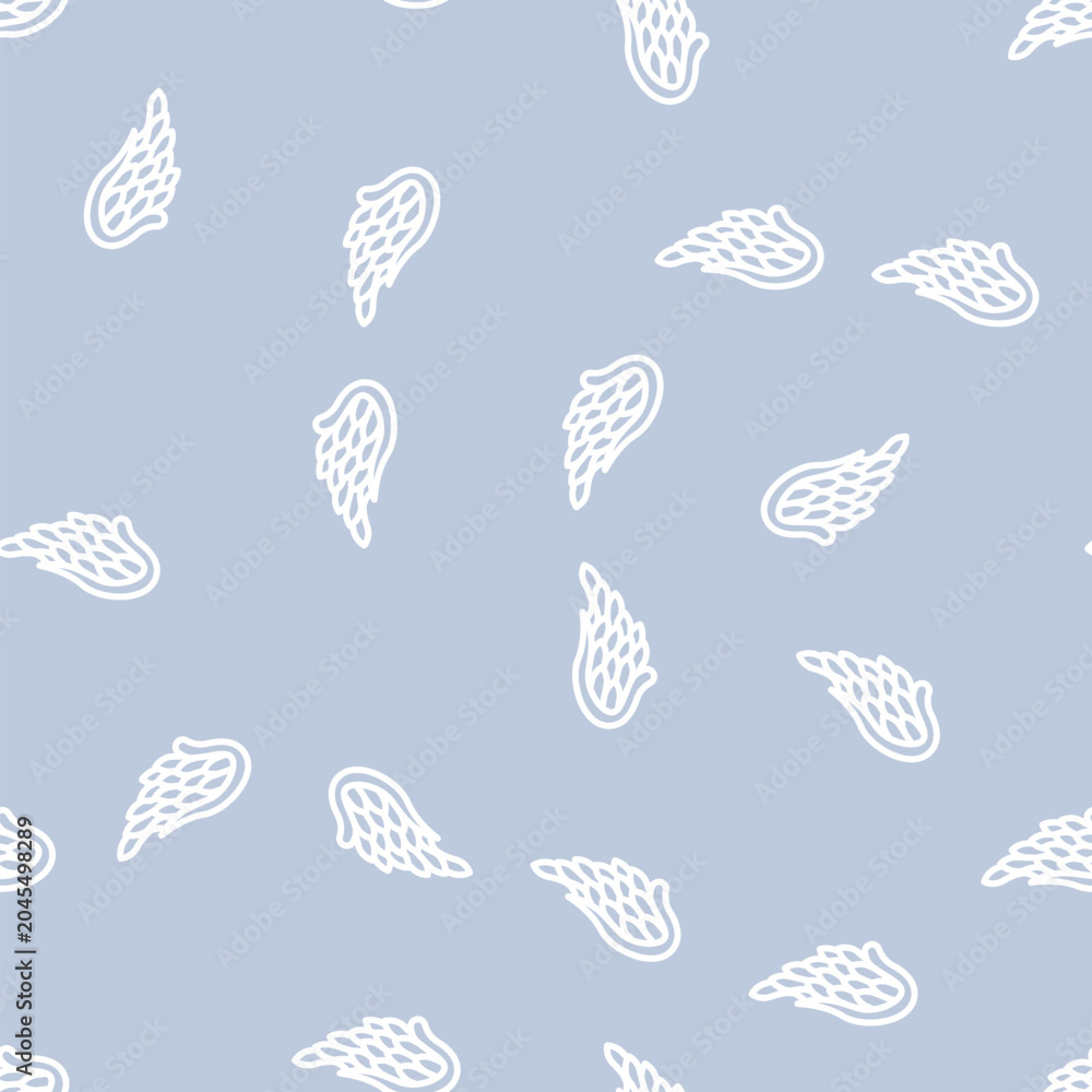 Naklejka premium angel wing line seamless pattern angel wing thin line illustration