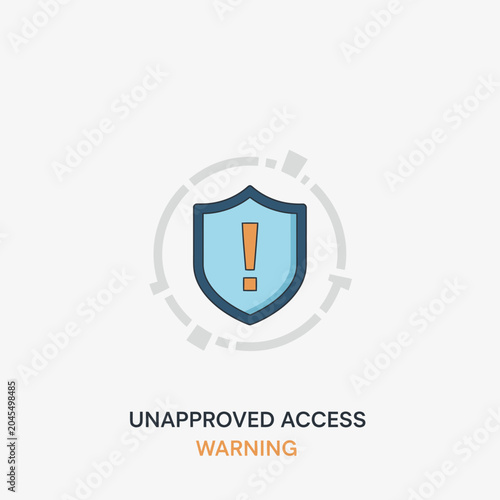 Unapproved Access Warning Icon: Security Shield with Exclamation Mark