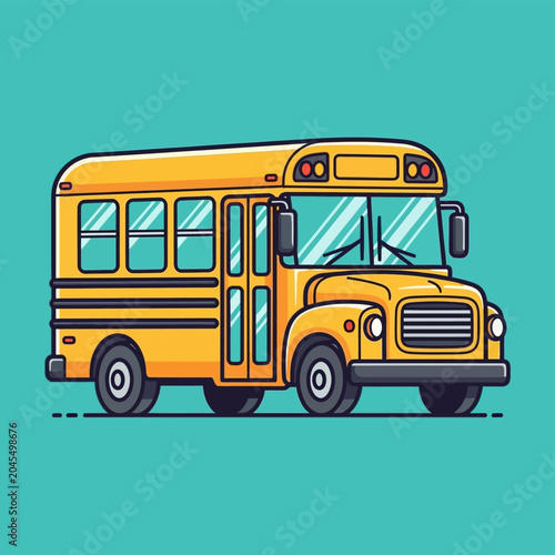 Yellow School Bus Cartoon Illustration