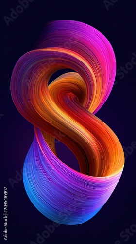 Vibrant 3d abstract twist with glowing fiber textures
