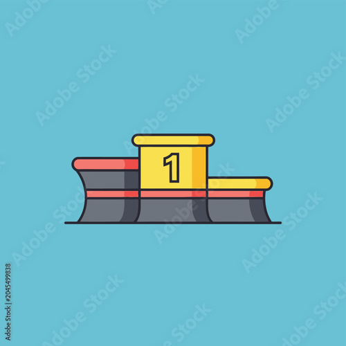 Winner's Podium with Number 1 - Flat Design Icon