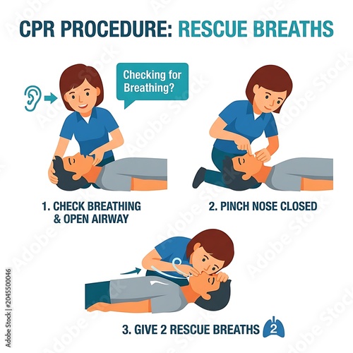 Medical professional demonstrating CPR rescue breaths on unconscious man during emergency training
