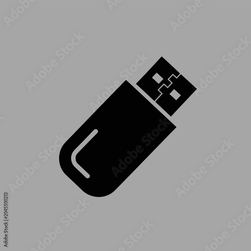 USB flash drive icon, black silhouette on gray background