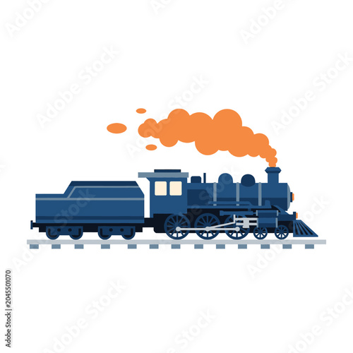 Vintage Steam Locomotive Train with Orange Smoke