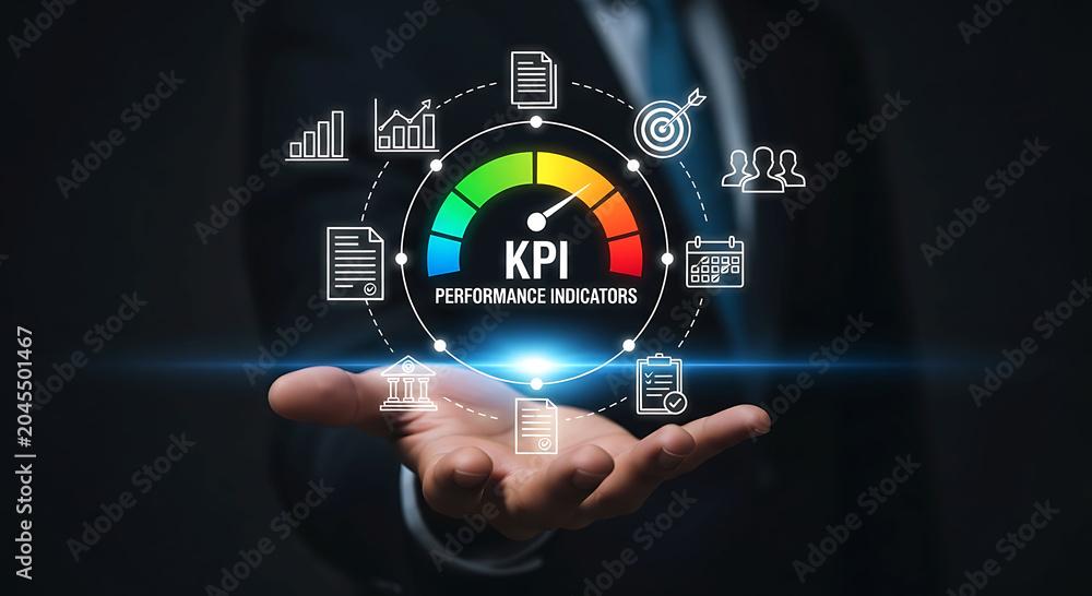 Fototapeta premium Business KPI performance indicator management dashboard concept for analysis and growth
