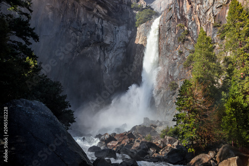 Winter Roaring Lower Yosemite Falls, Yosemite National Park, California
