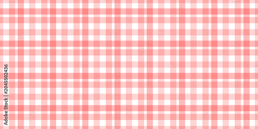 Naklejka premium Seamless soft pink and white gingham plaid pattern, classic checkered textile background for spring and summer design, sweet fabric texture.
