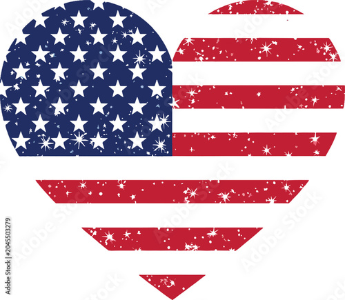 USA Flag Heart Distressed Vector