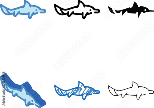 Bild auf Leinwand ichthyosaurus dinosaur color icon edition vector