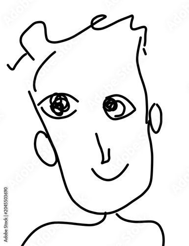 Canvastavla Minimalist Hand Drawn Scribble Face Portrait Line Art on White Background