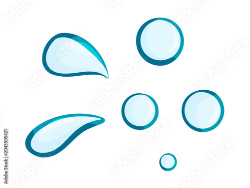 Water Drops Bubbles Blue Teal Splash Set Clipart