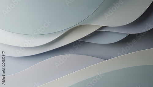 Abstract layered paper waves in shades of grey with abstract, background