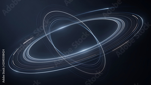 Abstract circular digital light trails forming a glowing ring structure