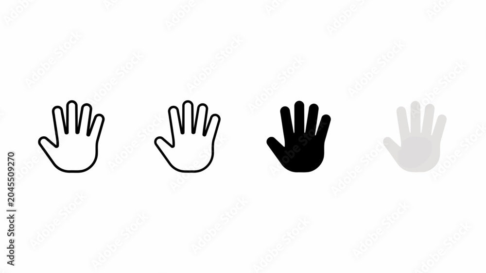 Fototapeta premium Four different hand shapes with varying fill styles for design use
