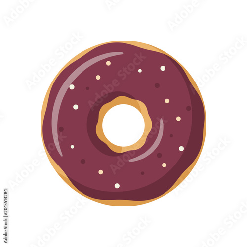 Solid chocolate glazed donut with hole
