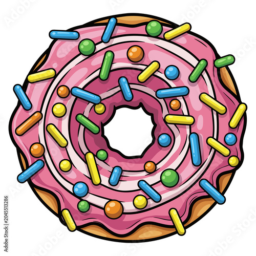 Pink donut with lots of sprinkles