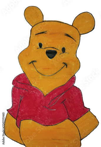 Smiling cartoon winnie the pooh character with red sweater