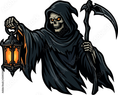 Fotografía Grim Reaper With Lantern and Scythe