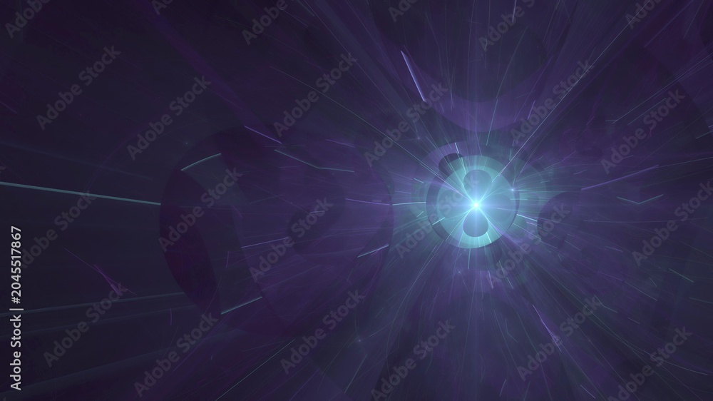Obraz premium Illustration created as a 3D render without generative AI, neon quantum vortex abstract digital cybernetic background