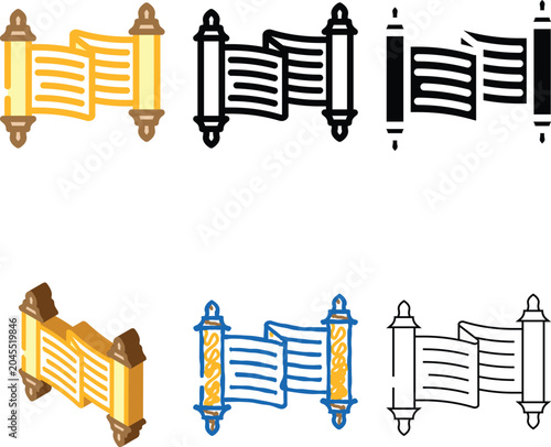 Foto torah variety scroll jewish color icon vector