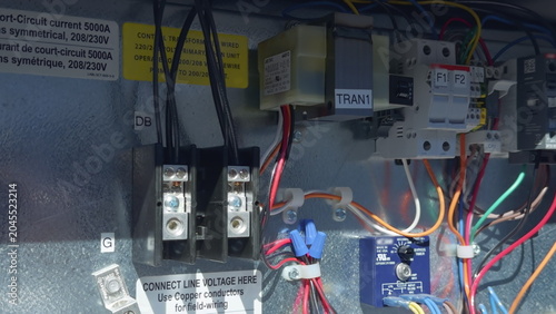 Low Voltage Control Panel for Air Conditioning System with Transformers and Wiring
