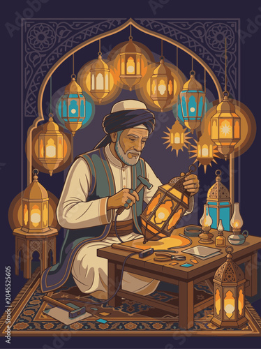 фотографія A skilled artisan meticulously handcrafts ornate traditional lanterns, showcasin