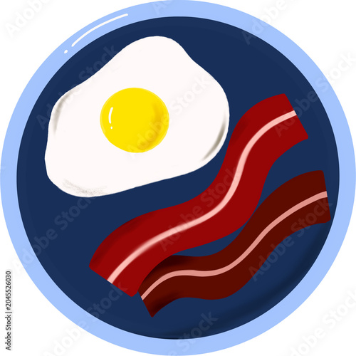 Canvastavla fried egg, bacon on a plate