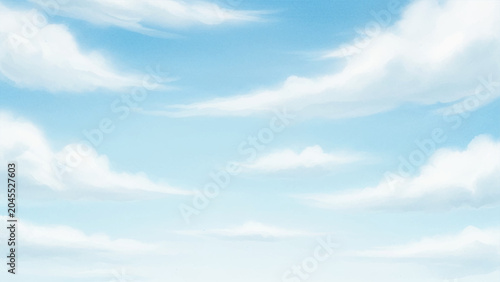 Bild auf Leinwand Light blue sky with soft, wispy white clouds, digital of a clear daytime atmosph