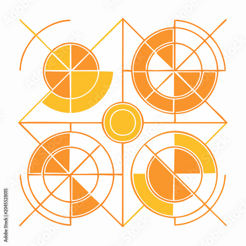 Geometric Abstract Design with Circles and Lines