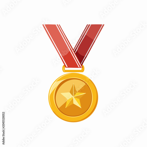 Gold medal with red ribbon and star