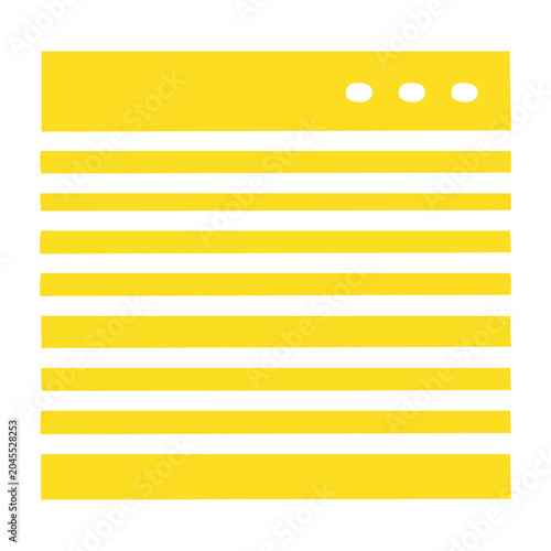 Yellow and white flat icon of a document with lines