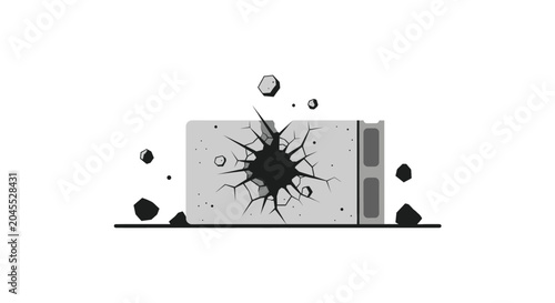 Tableau sur toile Broken Microwave Oven with Debris Flying Outward.
