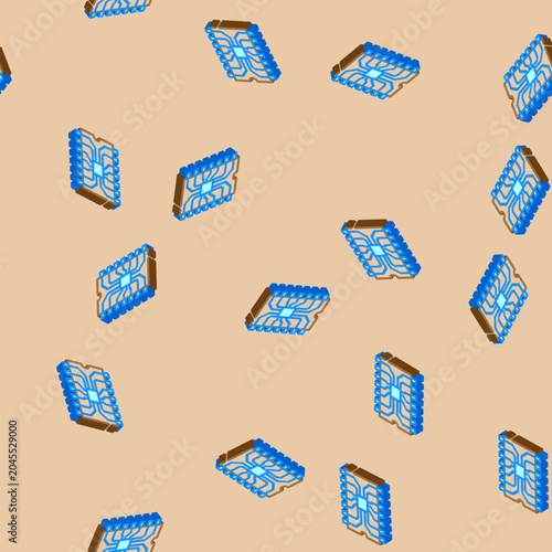 Obraz na plátně ic chip electronic component isometric seamless pattern