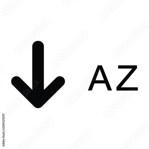 Tableau sur toile Black arrow pointing down with AZ text
