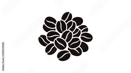 Billede på lærred Coffee Bean Silhouette Collection On White Background