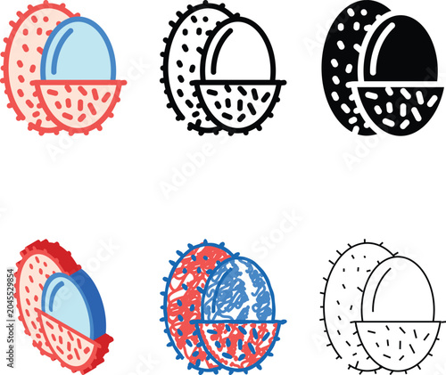 Bild auf Leinwand lychee fruit pack color icon vector