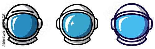 Tableau sur toile Detailed vector graphic illustration featuring three distinct astronaut helmet d