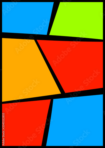 Obraz na płótnie Colorful comic panel layout with blue, red, orange and green segments
