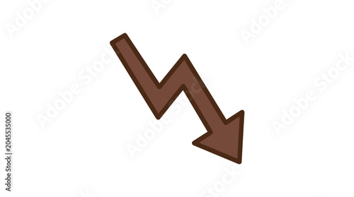 Photos Brown Arrow Downward Trend, Stock Market Decline, Negative Growth Concept