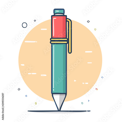 Flat design illustration of a colorful pen