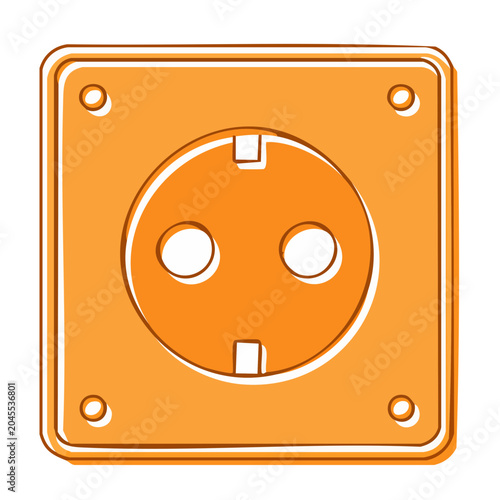 Orange electrical outlet icon on white background
