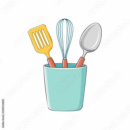 Kitchen Utensils in a Holder
