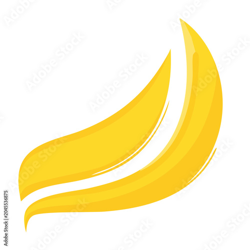 Stylized yellow banana icon on white background